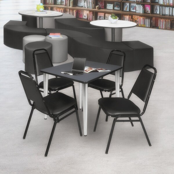 Regency Kahlo Square Table & Chair Sets, 30 W, 30 L, 29 H, Wood, Metal, Vinyl Top, Grey TPL3030GYCM29BK - main
